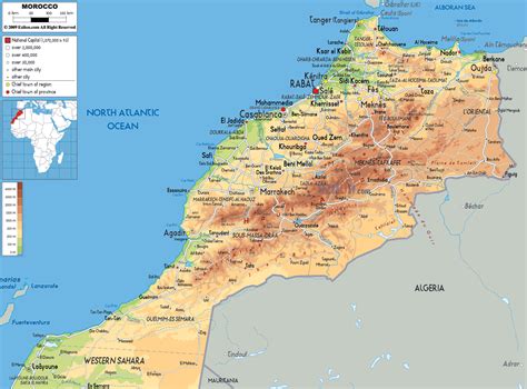 Large detailed map of Morocco with cities and towns.